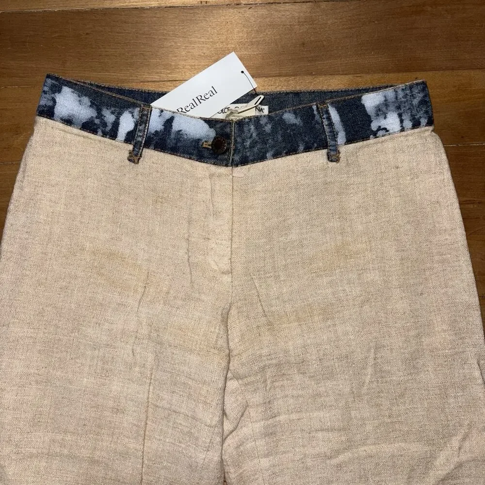 Vintage Dolce & Gabbana Archive Pant DOLCE&GABBANA Pants in mixt Linen. Cream 42